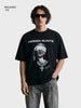 Men's Black Relaxed Fit Graphic Printed 240 GSM Casual T-Shirt