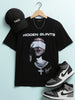 Men's Black Relaxed Fit Graphic Printed 240 GSM Casual T-Shirt