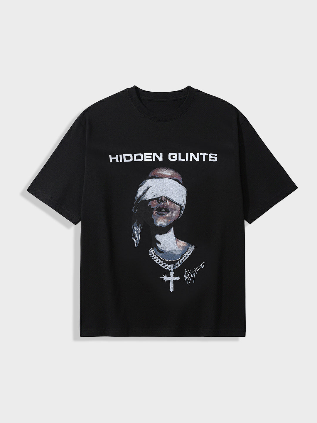 Men's Black Relaxed Fit Graphic Printed 240 GSM Casual T-Shirt