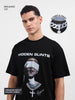 Men's Black Relaxed Fit Graphic Printed 240 GSM Casual T-Shirt