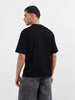 Men's Black Relaxed Fit Graphic Printed 240 GSM Casual T-Shirt