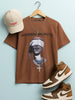 Men's Brown Relaxed Fit Graphic Printed 240 GSM Casual T-Shirt