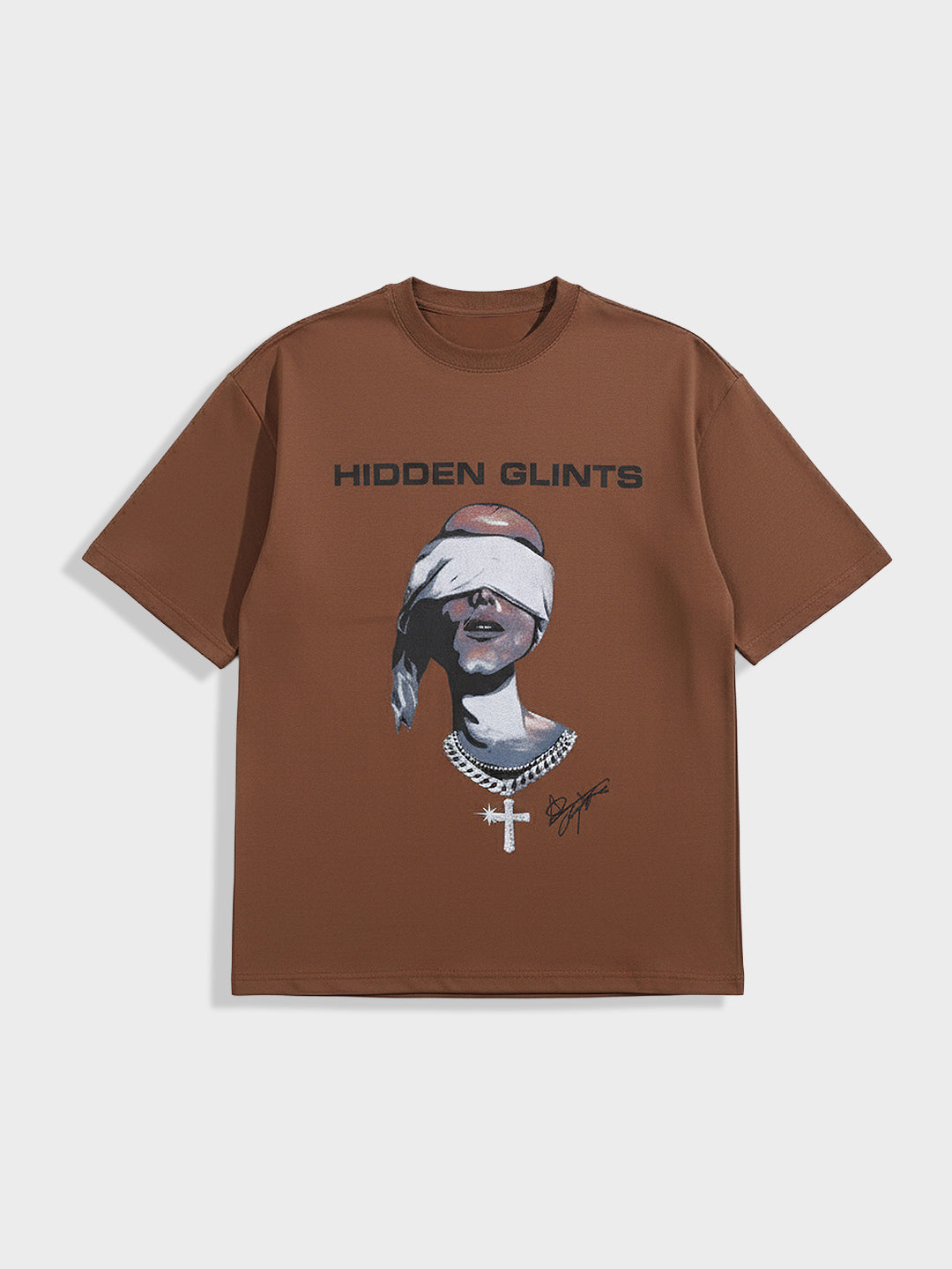 Men's Brown Relaxed Fit Graphic Printed 240 GSM Casual T-Shirt