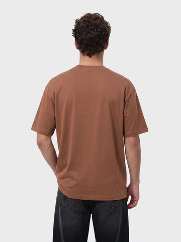 Men's Brown Relaxed Fit Graphic Printed 240 GSM Casual T-Shirt
