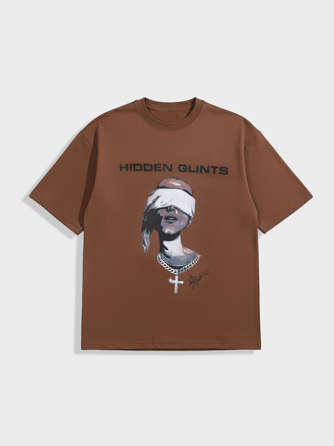 Men's Brown Relaxed Fit Graphic Printed 240 GSM Casual T-Shirt