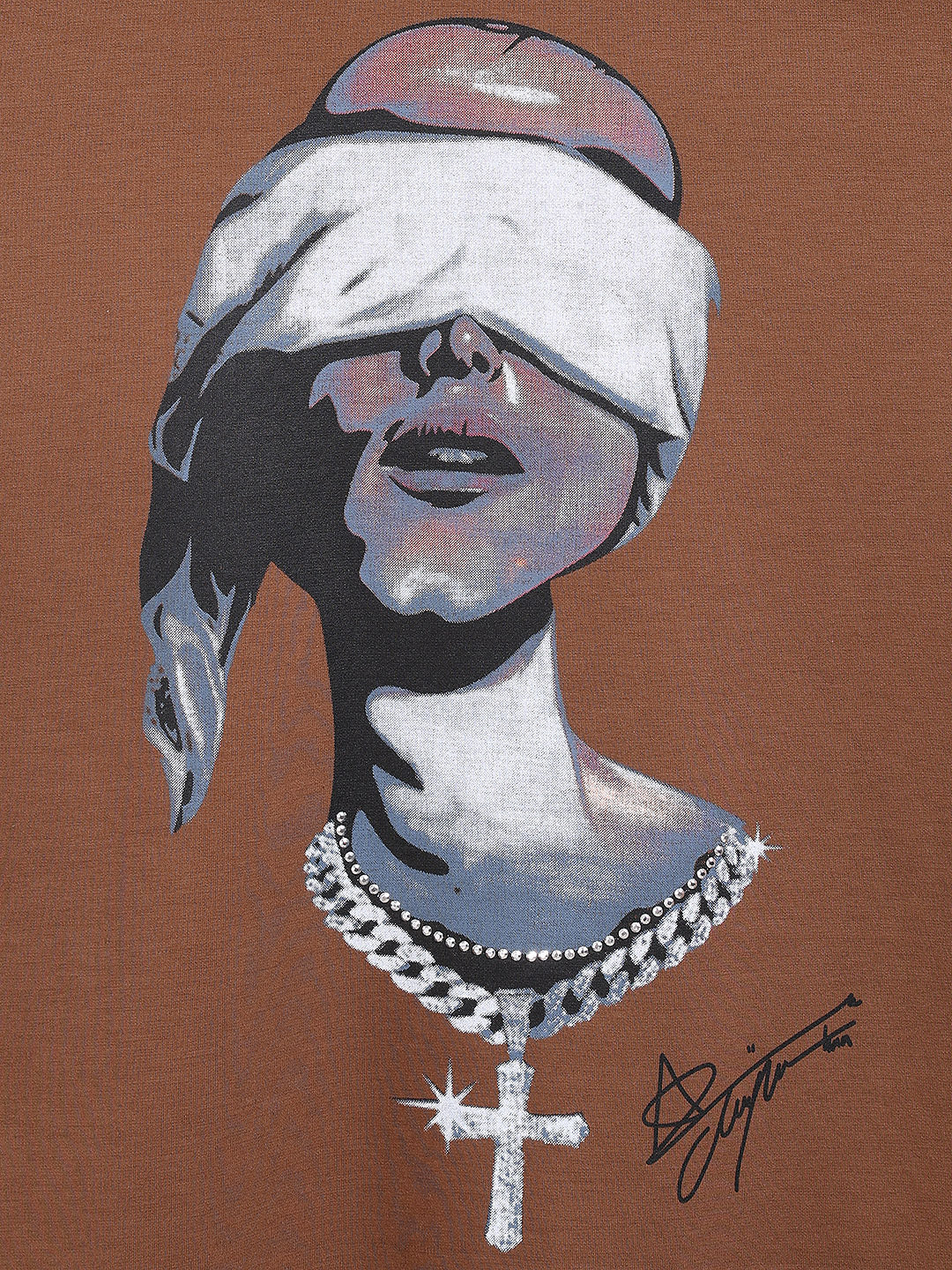 Men's Brown Relaxed Fit Graphic Printed 240 GSM Casual T-Shirt