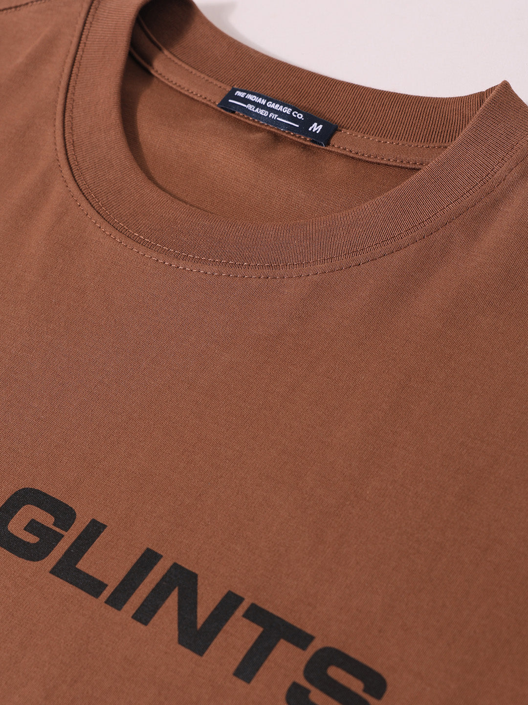 Men's Brown Relaxed Fit Graphic Printed 240 GSM Casual T-Shirt