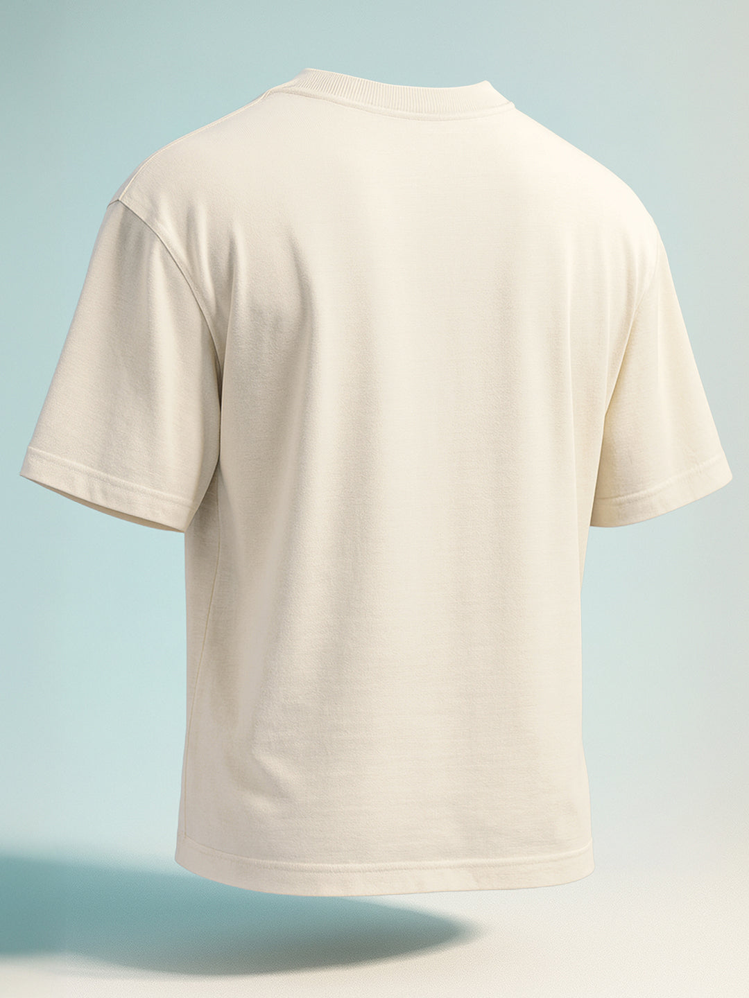 Men's Cream Relaxed Fit Graphic Printed 240 GSM Casual T-Shirt