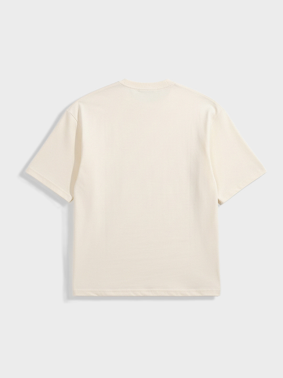 Men's Cream Relaxed Fit Graphic Printed 240 GSM Casual T-Shirt