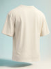 Men's Cream Relaxed Fit Graphic Printed 240 GSM Casual T-Shirt