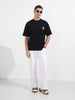 Men's Black Relaxed Fit Graphic Printed 240 GSM Casual T-Shirt