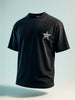 Men's Black Relaxed Fit Graphic Printed 240 GSM Casual T-Shirt
