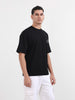 Men's Black Relaxed Fit Graphic Printed 240 GSM Casual T-Shirt