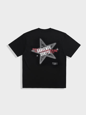 Men's Black Relaxed Fit Graphic Printed 240 GSM Casual T-Shirt