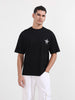 Men's Black Relaxed Fit Graphic Printed 240 GSM Casual T-Shirt