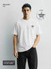 Men's White Relaxed Fit Graphic Printed 240 GSM Casual T-Shirt