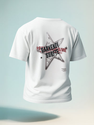 Men's White Relaxed Fit Graphic Printed 240 GSM Casual T-Shirt