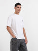 Men's White Relaxed Fit Graphic Printed 240 GSM Casual T-Shirt