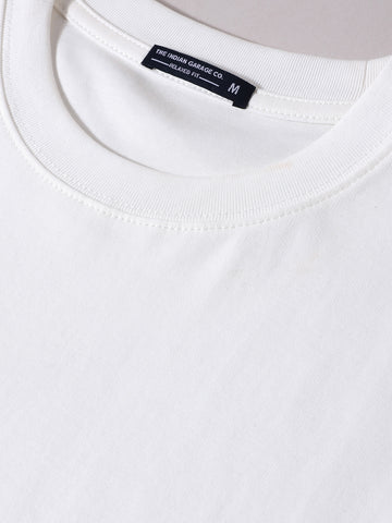 Men's White Relaxed Fit Graphic Printed 240 GSM Casual T-Shirt