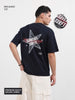 Men's Blue Relaxed Fit Graphic Printed 240 GSM Casual T-Shirt