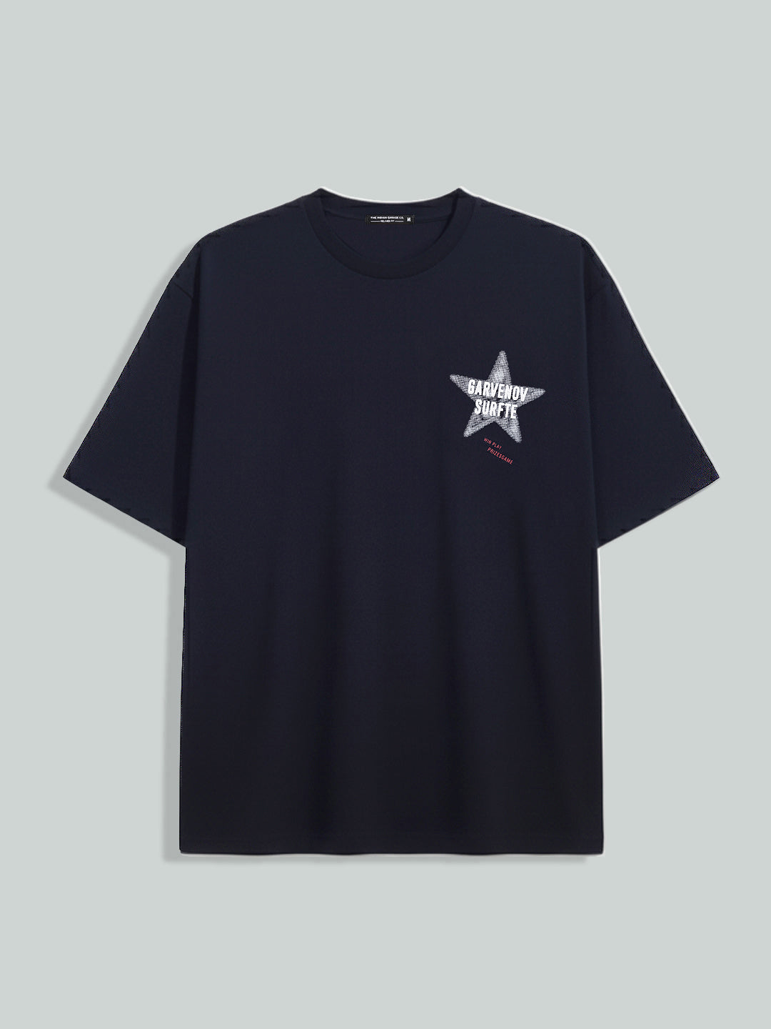 Men's Blue Relaxed Fit Graphic Printed 240 GSM Casual T-Shirt