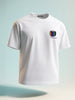 Men's White Relaxed Fit Embroided 240 GSM Casual T-Shirt