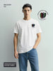 Men's White Relaxed Fit Embroided 240 GSM Casual T-Shirt