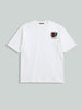 Men's White Relaxed Fit Embroided 240 GSM Casual T-Shirt