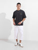 Men's Grey Relaxed Fit Embroided 240 GSM Casual T-Shirt