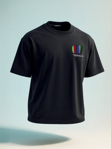 Men's Grey Relaxed Fit Embroided 240 GSM Casual T-Shirt