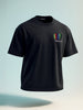 Men's Grey Relaxed Fit Embroided 240 GSM Casual T-Shirt