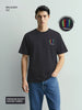 Men's Grey Relaxed Fit Embroided 240 GSM Casual T-Shirt