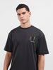 Men's Grey Relaxed Fit Embroided 240 GSM Casual T-Shirt