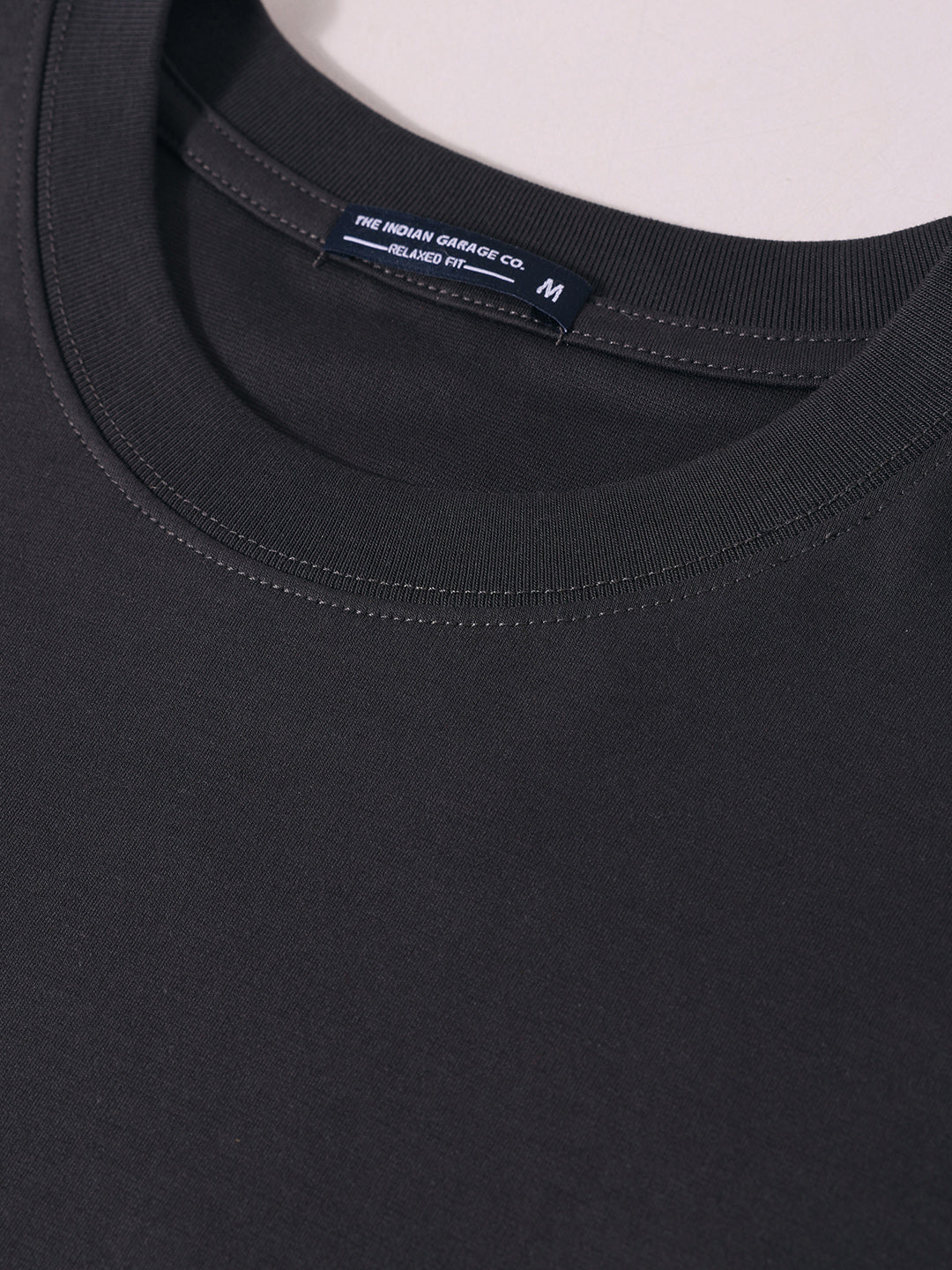 Men's Grey Relaxed Fit Embroided 240 GSM Casual T-Shirt