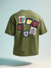 Men's Green Relaxed Fit Embroided 240 GSM Casual T-Shirt