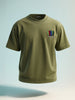 Men's Green Relaxed Fit Embroided 240 GSM Casual T-Shirt
