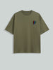 Men's Green Relaxed Fit Embroided 240 GSM Casual T-Shirt