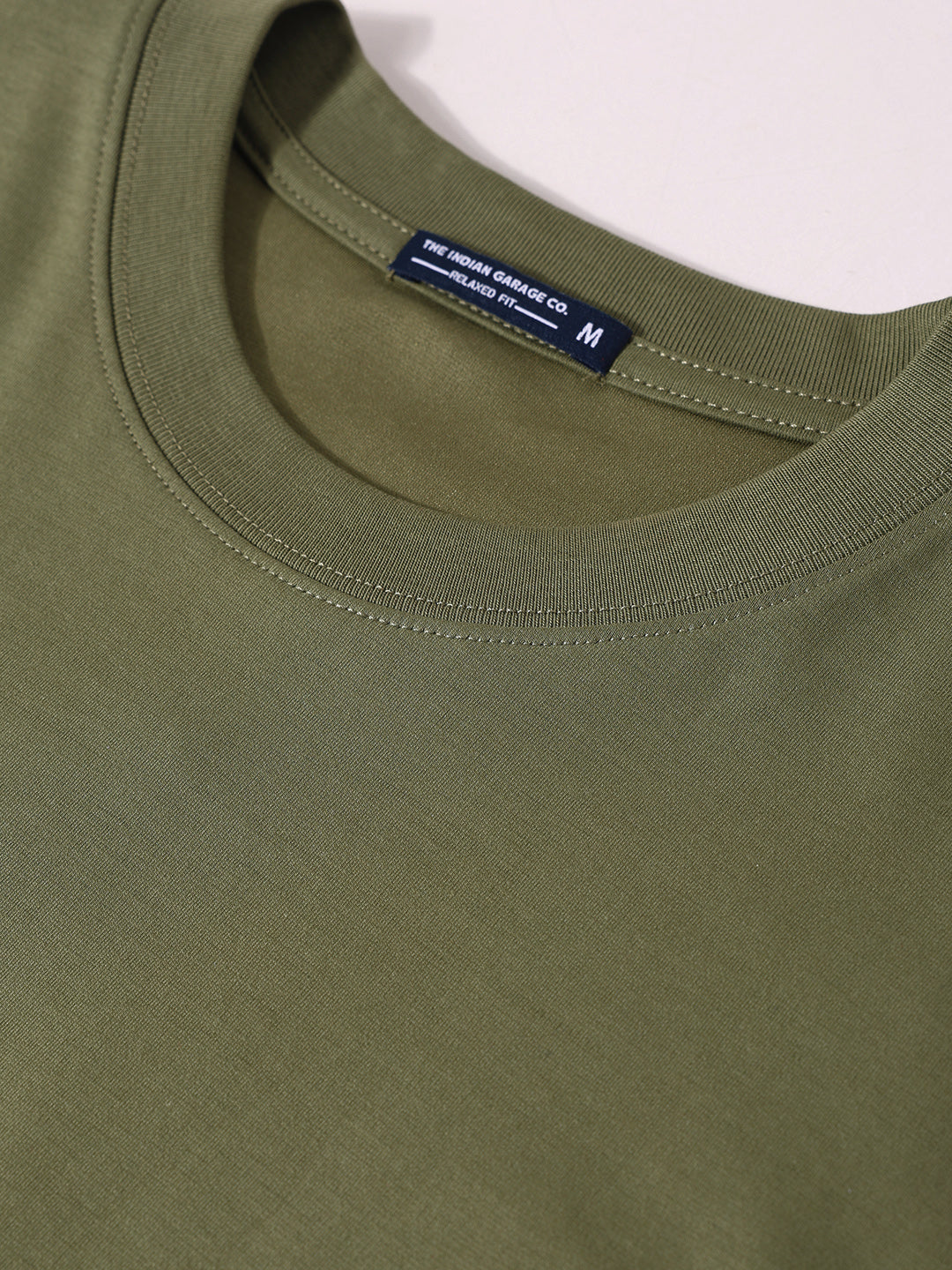 Men's Green Relaxed Fit Embroided 240 GSM Casual T-Shirt