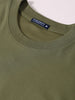 Men's Green Relaxed Fit Embroided 240 GSM Casual T-Shirt