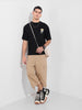 Men's Black Relaxed Fit Embroided 240 GSM Casual T-Shirt