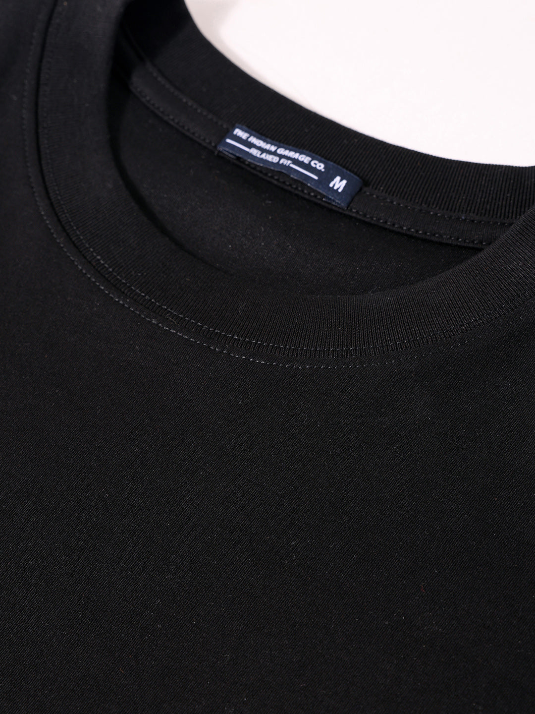 Men's Black Relaxed Fit Embroided 240 GSM Casual T-Shirt