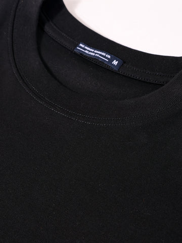 Men's Black Relaxed Fit Embroided 240 GSM Casual T-Shirt