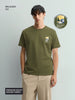 Men's Green Relaxed Fit Embroided 240 GSM Casual T-Shirt