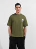 Men's Green Relaxed Fit Embroided 240 GSM Casual T-Shirt