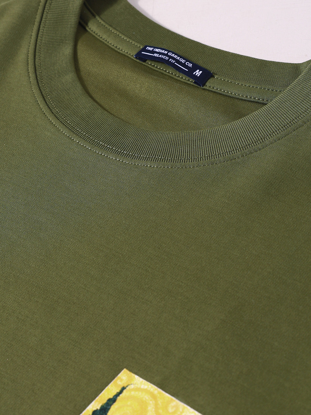 Men's Green Relaxed Fit Embroided 240 GSM Casual T-Shirt