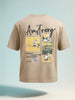 Men's Beige Relaxed Fit Embroided 240 GSM Casual T-Shirt