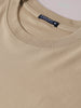 Men's Beige Relaxed Fit Embroided 240 GSM Casual T-Shirt