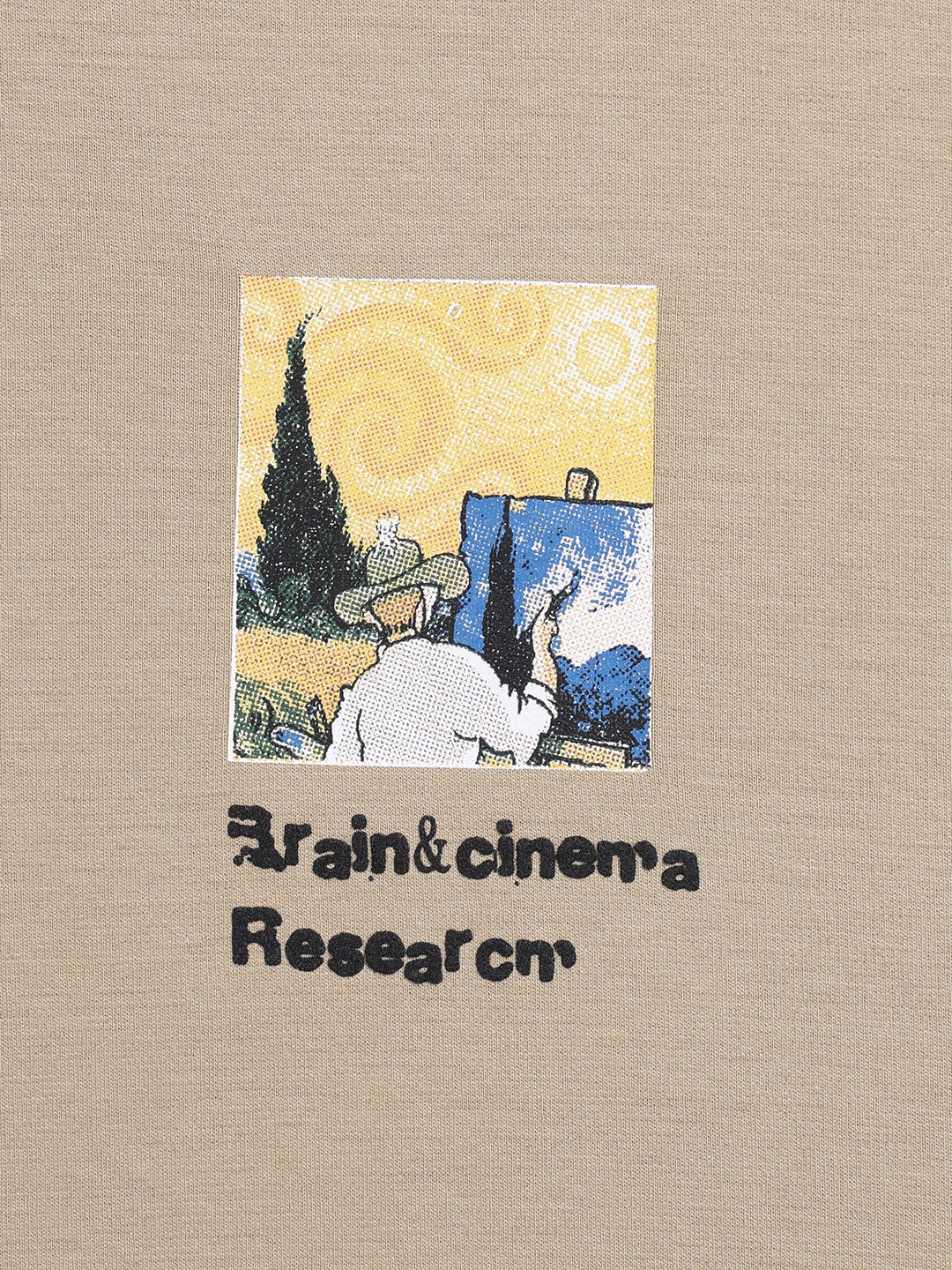 Men's Beige Relaxed Fit Embroided 240 GSM Casual T-Shirt