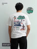 Men's White Relaxed Fit Embroided 240 GSM Casual T-Shirt