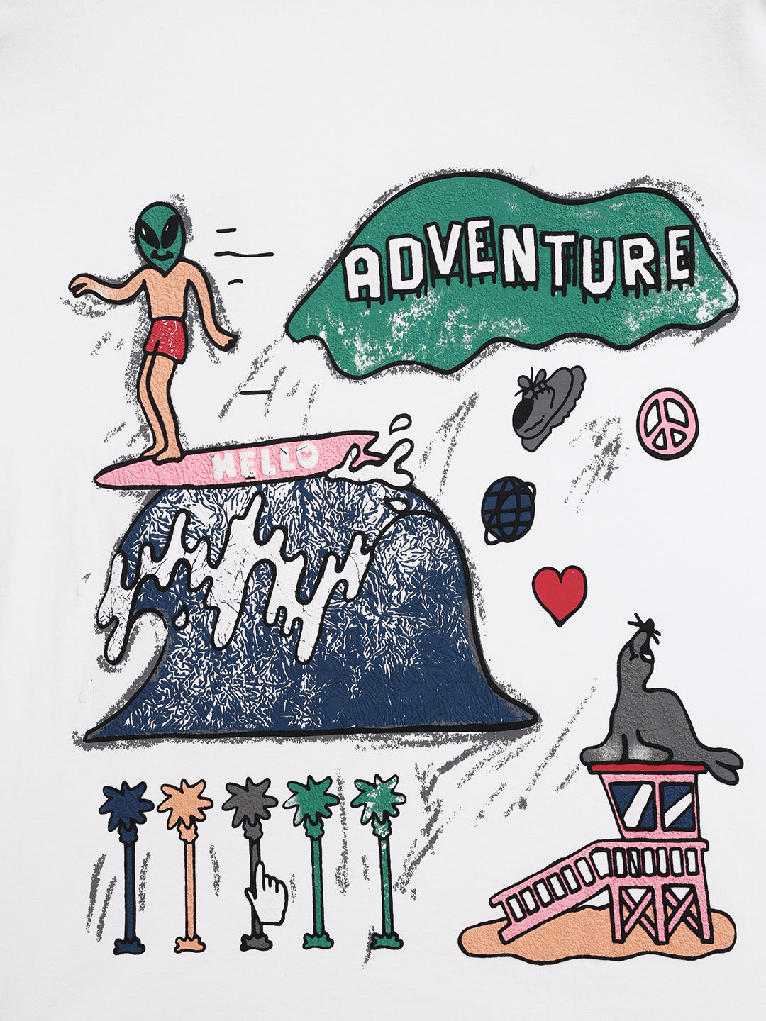 Men's White Relaxed Fit Embroided 240 GSM Casual T-Shirt